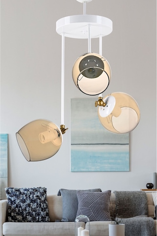 Üçlü Blanco Modern Avize Bal Camlı Beyaz
