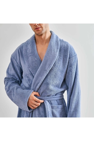 Linens Soft Pamuk Bornoz Mavi M Koyu Mavi