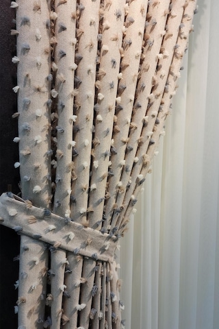 Pastel Püsküllü Fon Perde Bej Renk - Modern Ve Neşeli Tasarım Bej