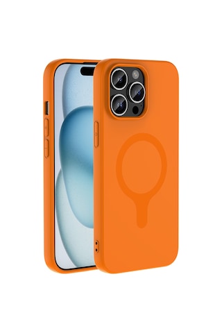 Apple iPhone Uyumlu 14 Pro Max Kılıf M-safe Şarj Özellikli Zore Aris Silikon Kapak - Turuncu