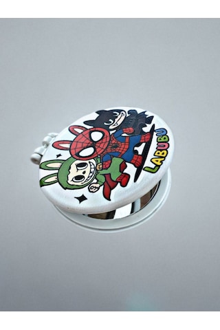 Labubu Baskılı Plastik El Aynası. Çap: 9cm. Çift Taraflı Ayna. Çok Renkli