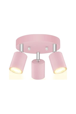 Toz Pembe Üçlü Gu10 Led Spot Başlık Modern Tavan Avize Çocuk Odas Siyah