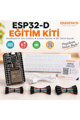 ESP-32D DevKitC V4 38 Pin Eğitim Kiti (Lehimli, Siyah PCB)