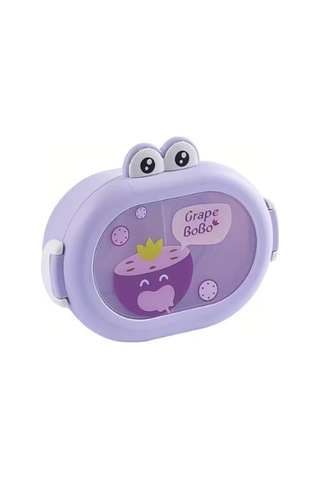 Karikatür Öğle Yemeği Kutusu, Okulda Gençler Ve Çocuklar İçin Taşınabilir 2 Bölmeli Saklama Kabı Mor