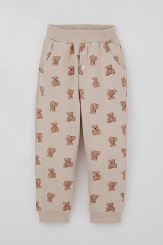Breeze Erkek Bebek Eşofman Takımı Sevimli Ayıcık Desenli Pantolonu Düğme Aksesuarlı 9 Ay-3 Yaş, Bej Bej