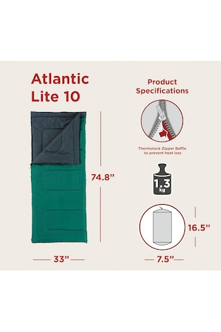 Coleman Atlantic Lite 10 Uyku Tulumu, Hafif Yazlık Uyku Tulumu Çok Renkli