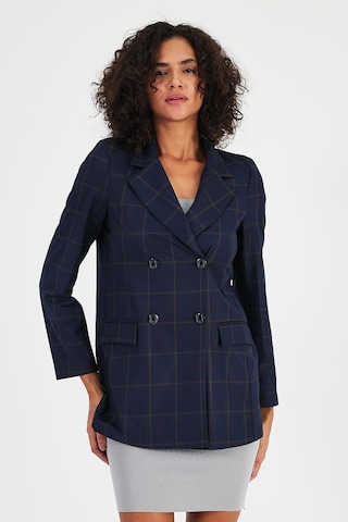 Alexandergardı Ekoseli Astarsız Cepli Kruvaze Blazer Ceket B24-00202 001