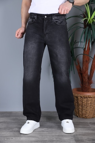 Felvıno Erkek Yıkamalı Baggy Bol Kesim Kot Pantolon Siyah