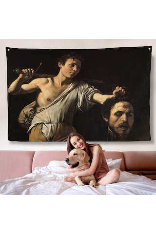 Caravaggio - David With The Head Of Goliath, Davud Goliath'ın Başı Duvar Örtüsü-7066