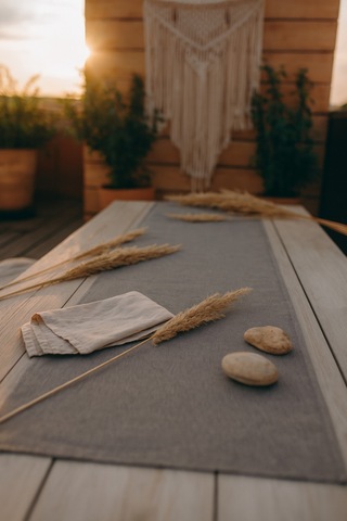 Gri Şık Masa Runnerı 50x150 Cm Modern Ve Zarif Masa Örtüsü Runner Gri