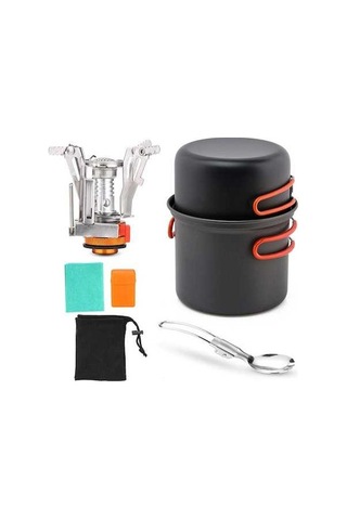 Createtech Yürüyüşü, Tencereleri, Spork Sırt Seyahat Seti Pişirme Pikniği Ocaklı Mutfak Mekan Katlanabilir Kamp, Kamp Kamp İle İle İçin İçin Gümüş Eşyası Dış Dağ Çantası Bez, Ot Gümüş