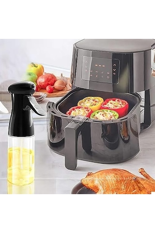 Yeni Nesil Airfryer Sprey Yağdanlık 220ml Kolay Kullanımlı Yağdanlık Zeytinyağı Ve Yağ Püskürtücü Siyah, 0