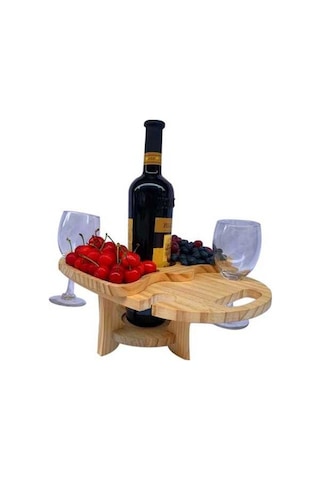 Novahub Açık Piknik Masası Ahşap Katlanabilir Şarap Rafı Ahşap Rengi, Boyut:katlanabilir Masa Boyutu Çok Renkli