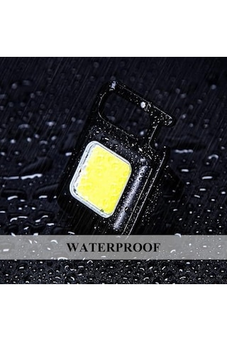 Anahtarlık Şeklinde Metal Kasa Cob Kare Fener Kamp & Outdoor Suya Dayanıklı Mini Cob Led Işıldak, Type C Şarjlı, Mıknatıslı Taşınabilir El Feneri Anahtarlığı Diğer