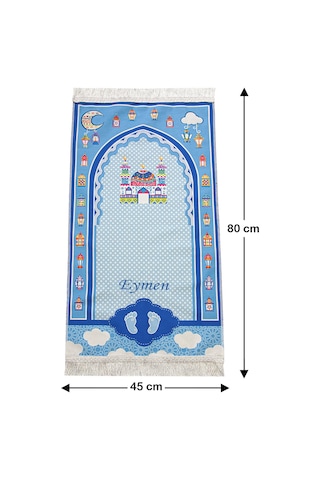 Çantalı Erkek Çocuk İsimli Seccade, Tesbih, Namaz Öğreniyorum Kitabı Seti Mavi