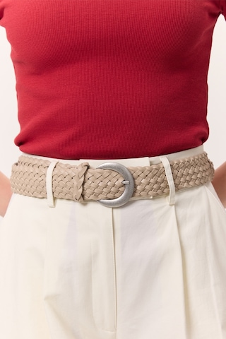 Örgü Deri Tokalı Kemer Bej Bej