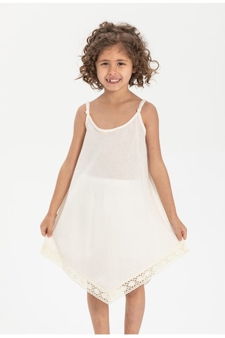 Çağla Şile Bezi Kız Çocuk Elbise Krem Krm