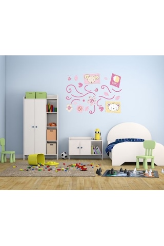 Duvar Süsü Sticker 2 Adet Çiçekli Ağaç Desenli Pvc 70x50x0,5cm