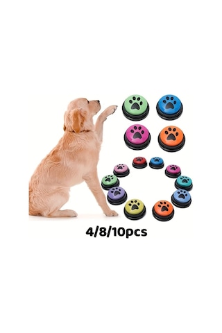 Honeybeeshop 8pcs Köpek Eğitim Düğmeleri Pati Desenli Etkileşimli Oyuncak Dayanıklı Plastik Eğitim Aksesuarları Tüm Irklar İçin