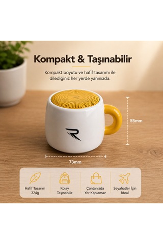 Kahve Kupa Tasarımlı Taşınabilir Hoparlör Mini Kablosuz Bluetooth Hoparlör Bluetooth 5.4 5w Güçlü Ses Soundcup Ry-sc01