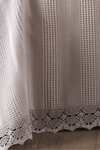 %100 Pamuk Petekli Dantelli Pike-tek Kişilik Waffle Pike- 160x230 Cm-taş Tas Taş