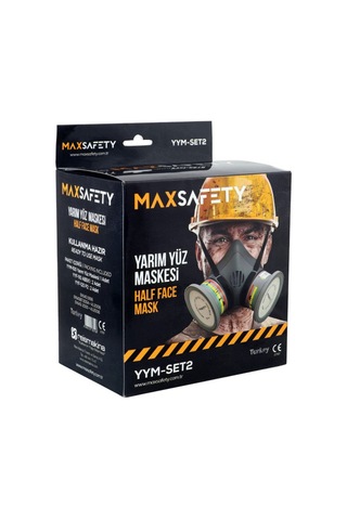 Maxsafety Yym-Set2 Yarım Yüz Solunum Maskesi Çift Filtreli Hazır