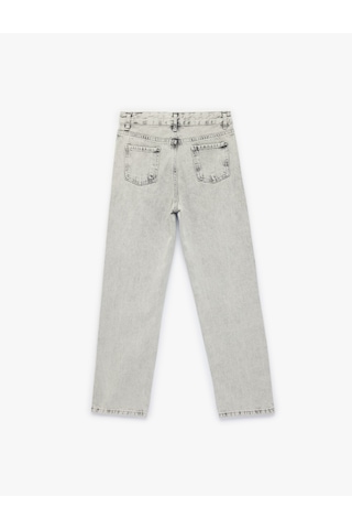 Koton Pamuklu Beli Ayarlanabilir Lastikli Rahat Kesim Denim Pantolon Gri 6skb40007td Gri