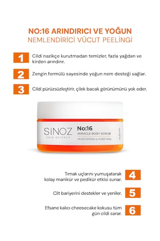 Sinoz No:16 Yoğun Nemlendirici ve Besleyici Vücut Peeling 300 G