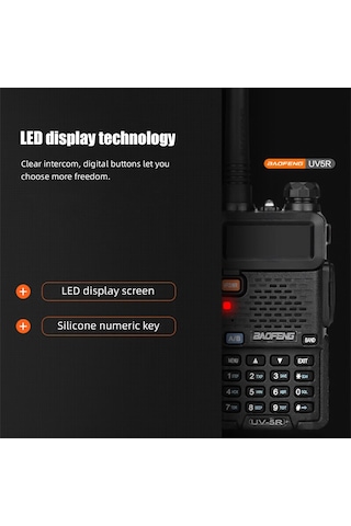 Jokmae Baofeng Uv-5r 5w Çift Frekanslı Telsiz - 128 Kanal, Led Ekran, El Feneri, Fm Radyo, 2800mah Pil Siyah, Avrupa Standardı