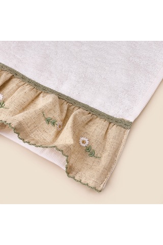 Soft Green Culture Twin Papatya Desenli Yüz Havlusu - Ekru - 30x50 Cm Çok Renkli
