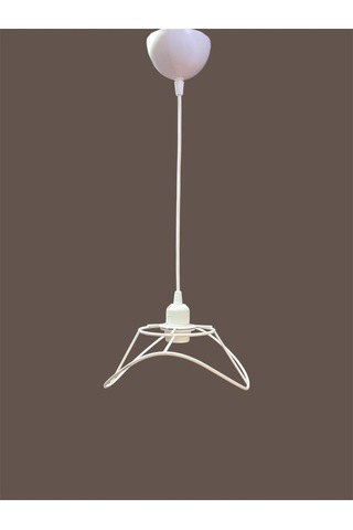 Yaprak Avize Teli , İskeleti Küçük Boy 34x23 Cm Beyaz Statik Boyalı Duy Takımı Dahil Beyaz