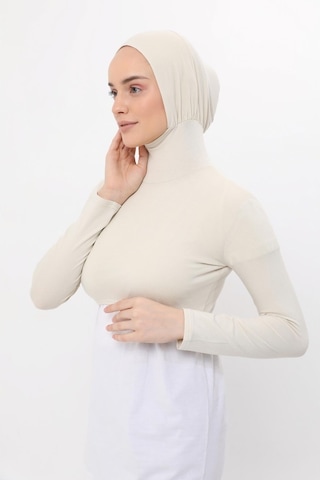 Altobeh Uzun Kollu Boyunluklu Boneli Yarım Body Krem Çok Renkli