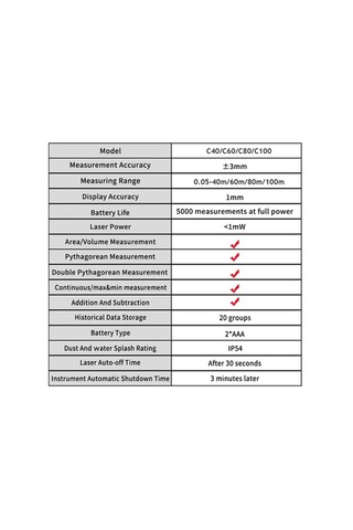 Tongxida Aneng 40m Kullanıcı Cihazı: Infrared Lazer Mesafe Ölçer, 3mm Hassasiyet, Elektronik Metre, Ip54 Koruma