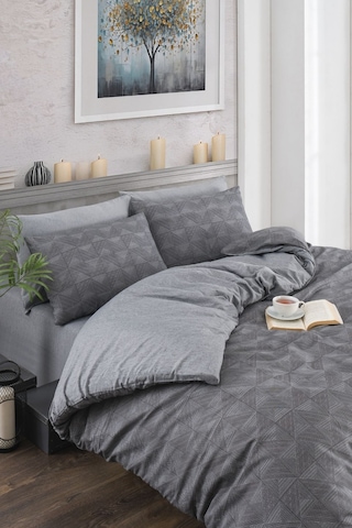 Veramoni Soft Dreams Line Çift Kişilik Pamuklu Desenli Nevresim Takımı - Antrasit