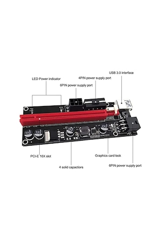 Pcı-E 1X To 16X Usb 3.0 Riser 009S Kart 4842A Uzatma Btc Express