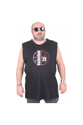 Starbattal Büyük Beden Baskılı Kolsuz Tişört Basketball 25150 Sıyah Siyah