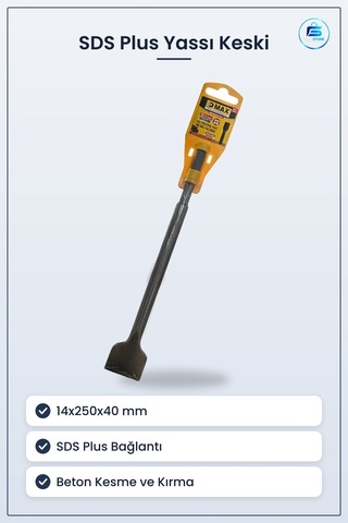 Yassı Keski Sds Plus 14x250x40 Mm Geniş Beton Duvar Kesme Kırma E