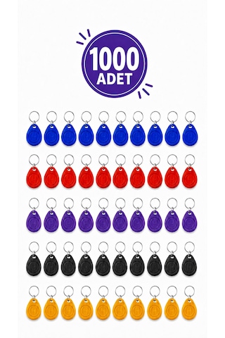 Sarkey Sr-602 H-r Yazılabilir Kopyalanabilir Proximity Anahtarlık 125 Khz Keyfob Karışık Renkler 1000 Adet + 1 Adet Rfıd Kopyalama