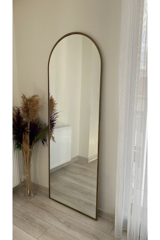 Ersan Dizayn Metal Çerçeve Eskitme Oval Boy Aynası (Ayak Yoktur) Altın