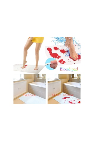 Singree Halloween Kanlı Banyo Paspası - Suyla Renk Değiştiren Kabak Desenli Banyo Matı Diğer