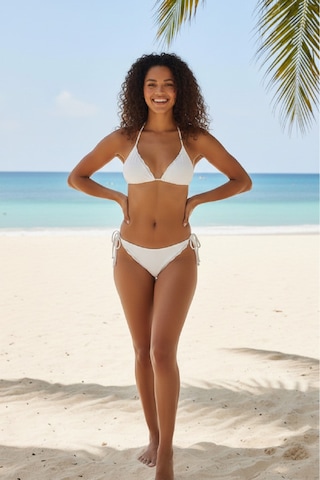 Epilons Zenviaatt2 Kadın Beyaz Pedli Bel Ve Boyundan Bağlamalı Dantelli Şık Bikini Takımı Zenvi312