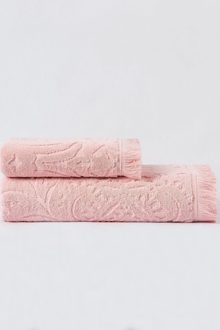 Varol Jacquard %100 Pamuk El Havlusu 50x90cm Pudra-50x90cm Pudra