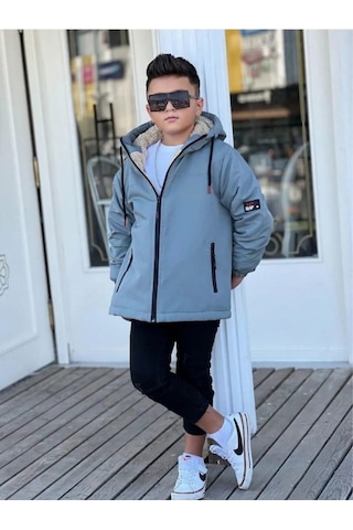 Pina Kids Erkek Çocuk Kürklü Çıkarılabilir Kapüşonlu Oversize Kışlık Mont Km4030 Mint