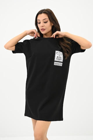 Kadın Baskılı Oversize T-shirt Elbise 5218-24 Renkli