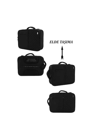 Case Club 1407 Laptop Sırt El Ve Omuz Çantası 15,6 İnç Usb Aparatlı Omuz Askılı Su Geçirmez Kumaş Siyah