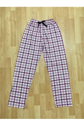 Betimoda Kadın Pijama Altı Kurdeleli Mürdüm Kare 001
