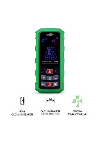 Dawreek Mesafe Ölçer H01 Green 80 Metre Dijital El Tipi Mesafe Ölçüm Cihazı