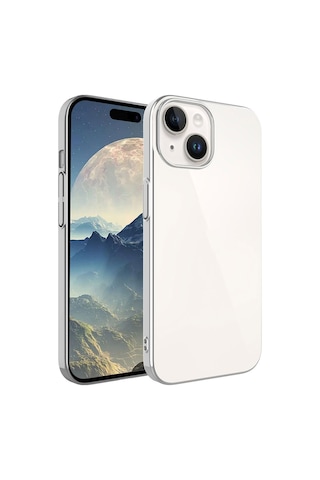 Apple Uyumlu iPhone 15 Kılıf Sert Pc Renkli Çerçeveli Zore Riksos Kapak Gümüş