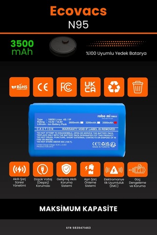 Ecovacs Deboot N95 3500mah Robot Süpürge Bataryası