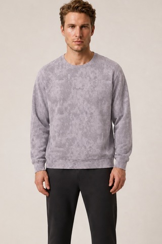 Redline Allon Desenli Kışlık Yeni Sezon Erkek Regular Fit Sweatshirt Beyaz Gri